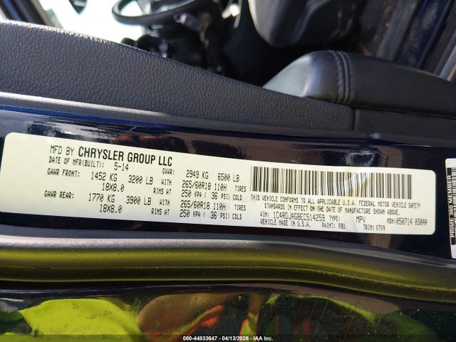 Aukcja sprzedaży 2014 Dodge Durango Sxt, vin: 1C4RDJAG8EC514259, numer aukcji: 44833647