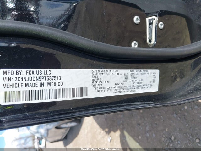 44833660 :رقم المزاد ، 3C4NJDDN9PT537513 vin ، 2023 Jeep Compass Trailhawk 4x4 مزاد بيع