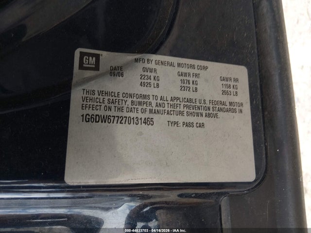 Продажа на аукционе авто 2007 Cadillac Sts V6, vin: 1G6DW677270131465, номер лота: 44833703
