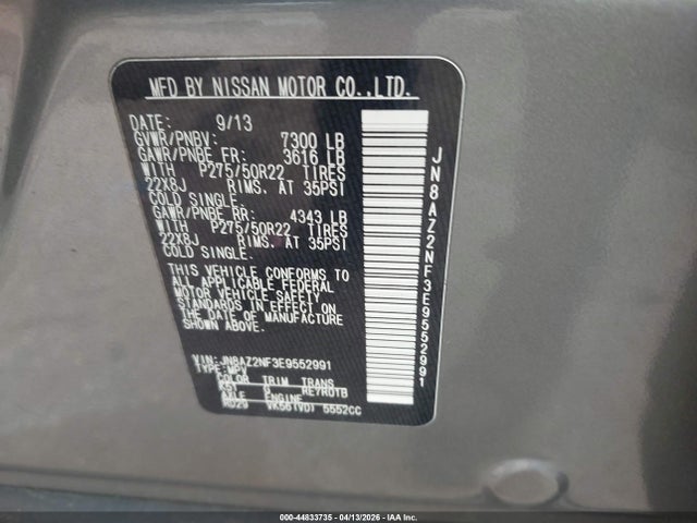 Aukcja sprzedaży 2014 Infiniti Qx80, vin: JN8AZ2NF3E9552991, numer aukcji: 44833735