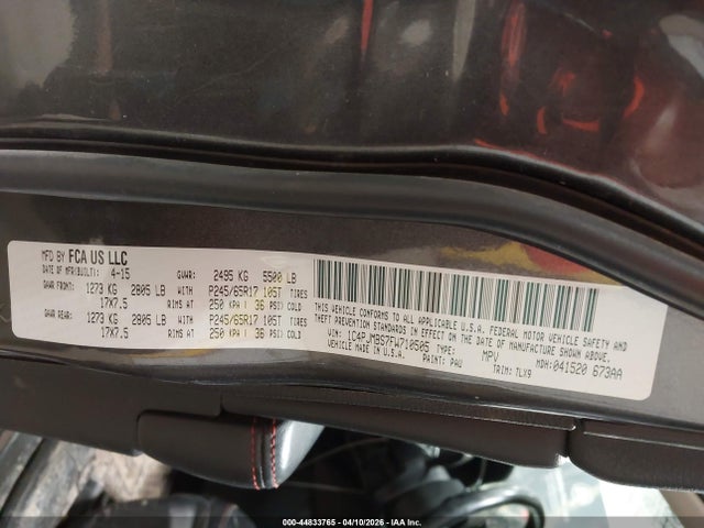 Продажа на аукционе авто 2015 Jeep Cherokee Trailhawk, vin: 1C4PJMBS7FW710505, номер лота: 44833765