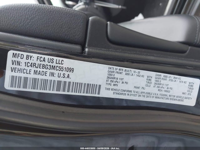 1C4RJEBG3MC551099 Jeep Grand Cherokee Limited 4x2
