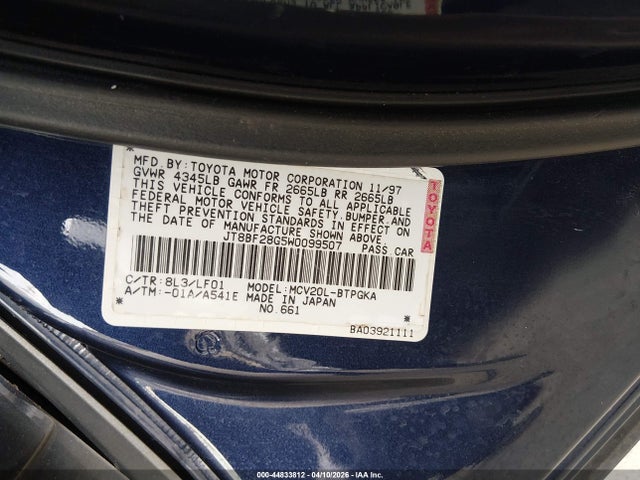 Aukcja sprzedaży 1998 Lexus Es 300, vin: JT8BF28G5W0099507, numer aukcji: 44833812