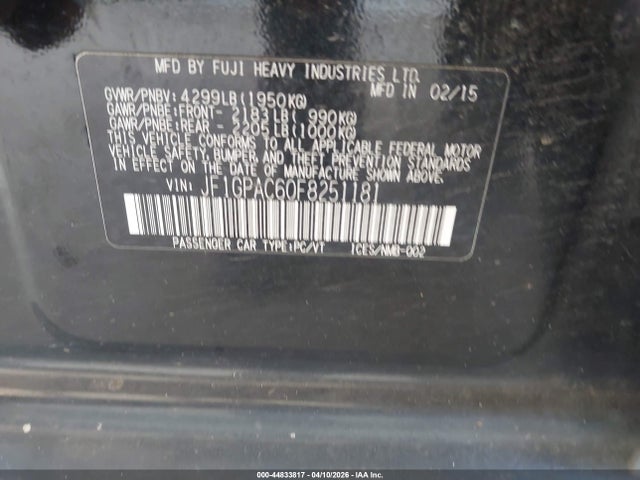 2015 Subaru Impreza 2.0i Premium მანქანა იყიდება აუქციონზე, vin: JF1GPAC60F8251181, აუქციონის ნომერი: 44833817
