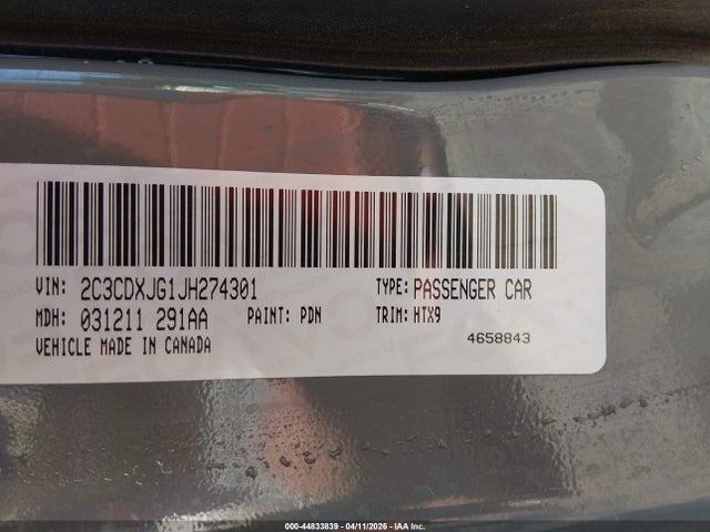 2018 Dodge Charger Gt Awd მანქანა იყიდება აუქციონზე, vin: 2C3CDXJG1JH274301, აუქციონის ნომერი: 44833839
