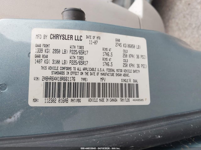 Продажа на аукционе авто 2008 Chrysler Town & Country Limited, vin: 2A8HR64X18R661176, номер лота: 44833845