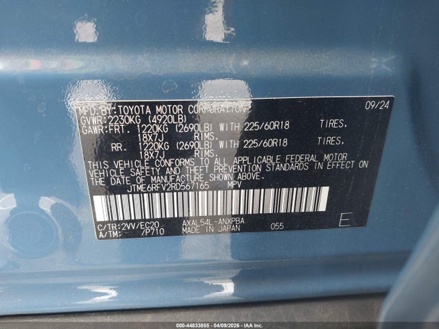 Продаж на аукціоні авто 2024 Toyota Rav4 Hybrid Xse, vin: JTME6RFV2RD567165, номер лоту: 44833855
