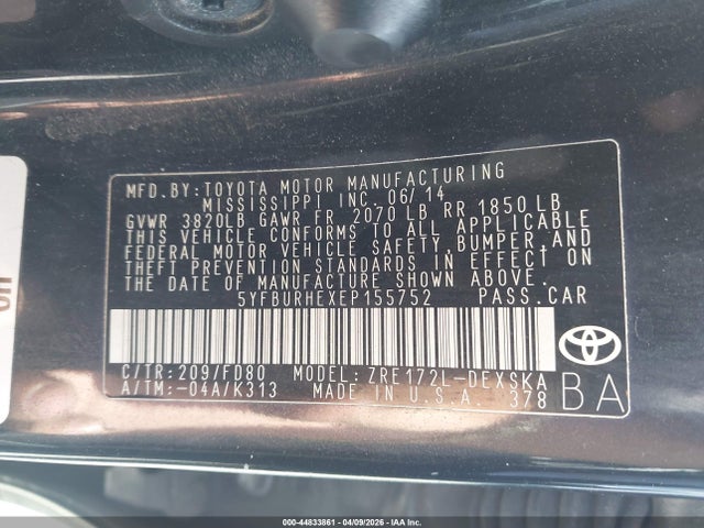 Toyota Corolla S Plus 2014 5YFBURHEXEP155752 Image 9