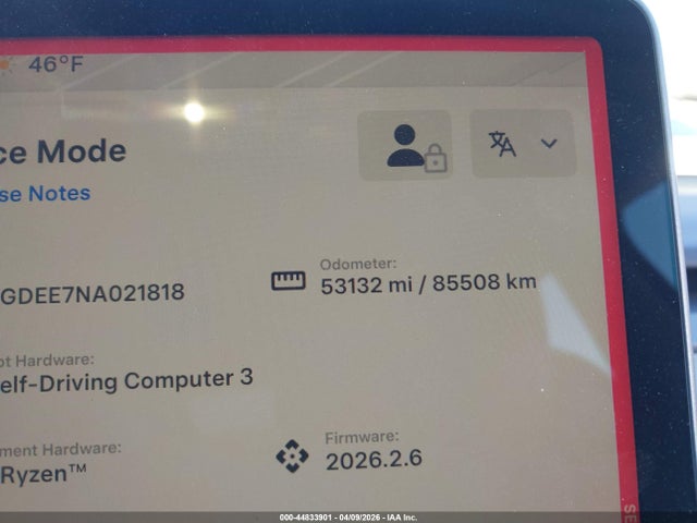 44833901 :رقم المزاد ، 7SAYGDEE7NA021818 vin ، 2022 Tesla Model Y Long Range Dual Motor All-wheel Drive مزاد بيع