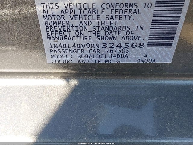 Продажа на аукционе авто 2024 Nissan Altima S Fwd, vin: 1N4BL4BV9RN324568, номер лота: 44833974