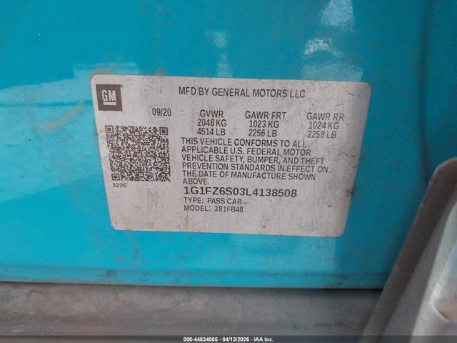 1G1FZ6S03L4138508 Chevrolet Bolt Ev Fwd Premier