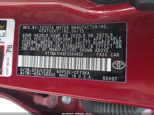 4T1BK1FK6FU564850 Toyota Camry Xse V6