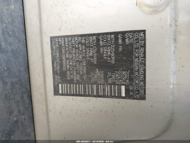 KNMAT2MV2GP685021 Nissan Rogue Sl