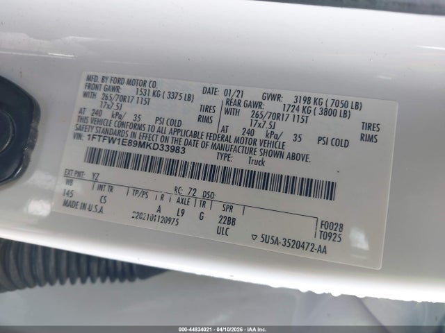 Ford F-150 Xl 2021 1FTFW1E89MKD33983 Image 9
