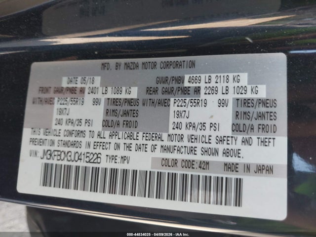 Aukcja sprzedaży 2018 Mazda Cx-5 Touring, vin: JM3KFBCM3J0415226, numer aukcji: 44834025