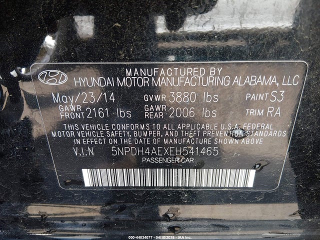 Продаж на аукціоні авто 2014 Hyundai Elantra Se, vin: 5NPDH4AEXEH541465, номер лоту: 44834077