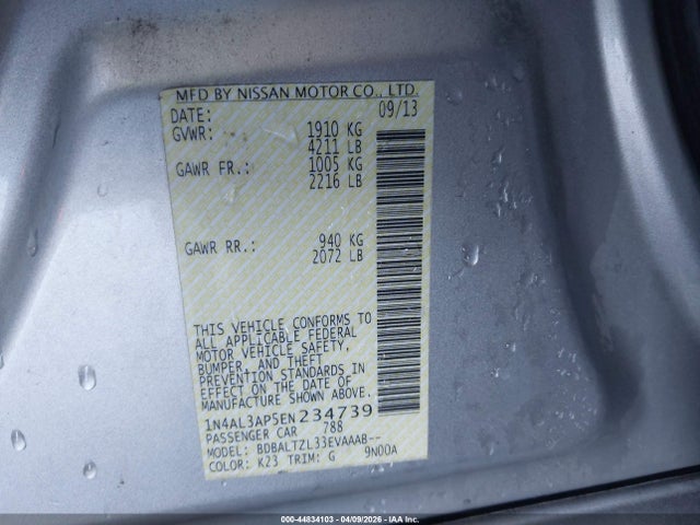 1N4AL3AP5EN234739 Nissan Altima 2.5 Sv