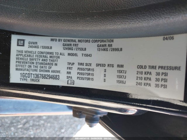 2006 CHEVROLET COLORADO 1GCDT136768294683 Photo 8