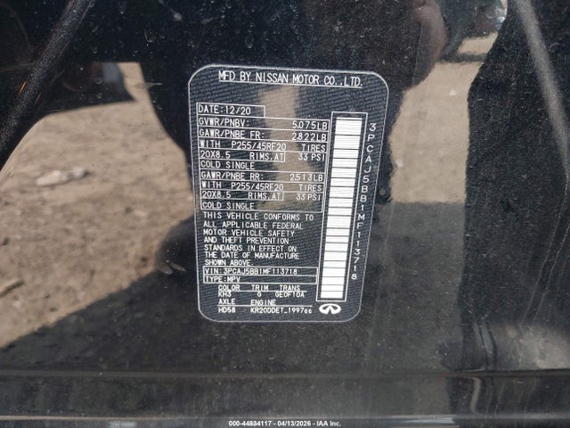 Продажа на аукционе авто 2021 Infiniti Qx50 Luxe Awd, vin: 3PCAJ5BB1MF113718, номер лота: 44834117