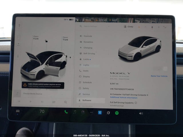 Aukcja sprzedaży 2026 Tesla Model Y All-wheel Drive/long Range Launch Series/premium All-wheel Drive, vin: 7SAYGDEE5TF349139, numer aukcji: 44834130
