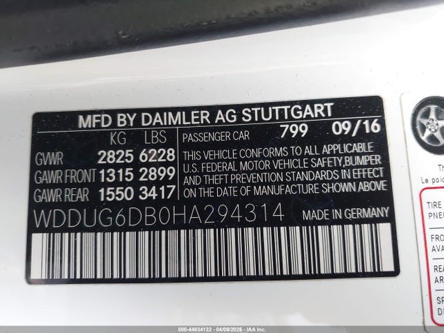WDDUG6DB0HA294314 Mercedes-Benz S 550e Plug-in Hybrid