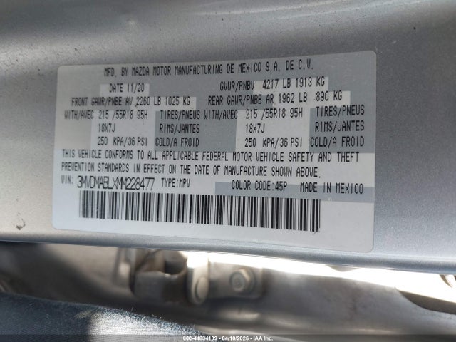 Auction sale of the 2021 Mazda Cx-30 Select, vin: 3MVDMABLXMM228477, lot number: 44834139