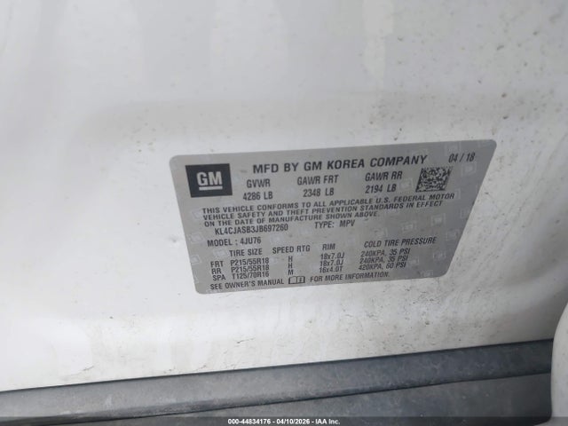 Aukcja sprzedaży 2018 Buick Encore Preferred, vin: KL4CJASB3JB697260, numer aukcji: 44834176