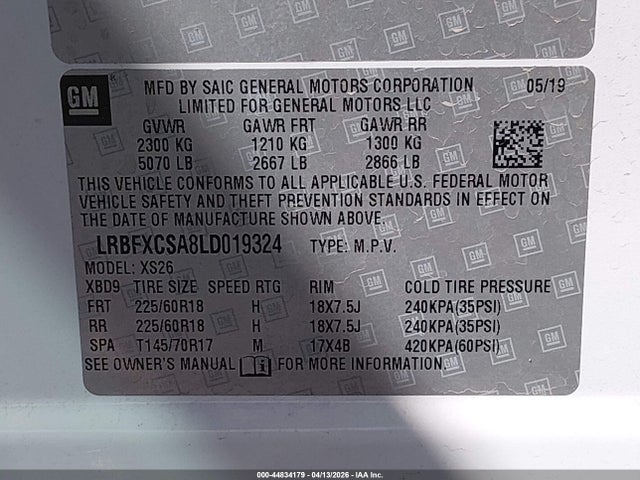 Продажа на аукционе авто 2020 Buick Envision Fwd Essence, vin: LRBFXCSA8LD019324, номер лота: 44834179
