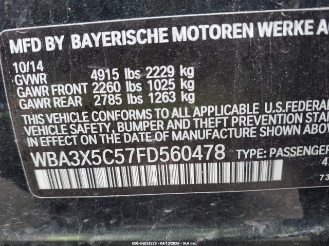Aukcja sprzedaży 2015 Bmw 328i Gran Turismo Xdrive, vin: WBA3X5C57FD560478, numer aukcji: 44834228