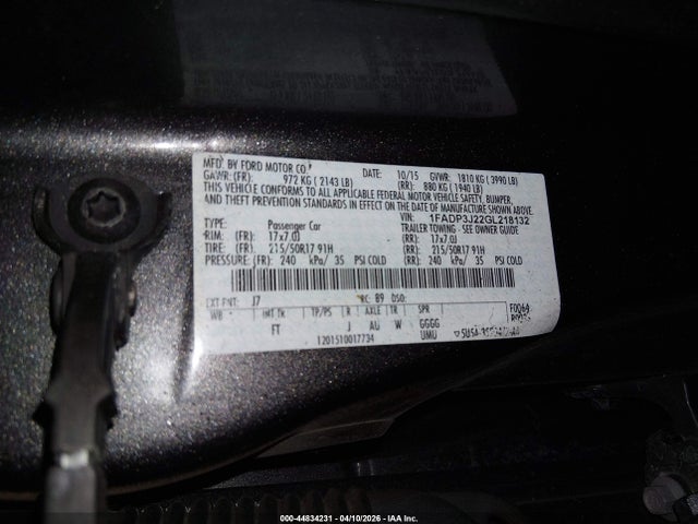 Aukcja sprzedaży 2016 Ford Focus Titanium, vin: 1FADP3J22GL218132, numer aukcji: 44834231