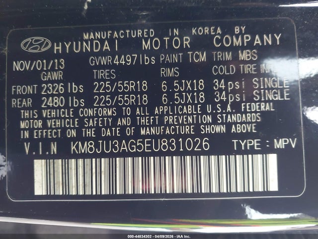 Aukcja sprzedaży 2014 Hyundai Tucson Limited, vin: KM8JU3AG5EU831026, numer aukcji: 44834302