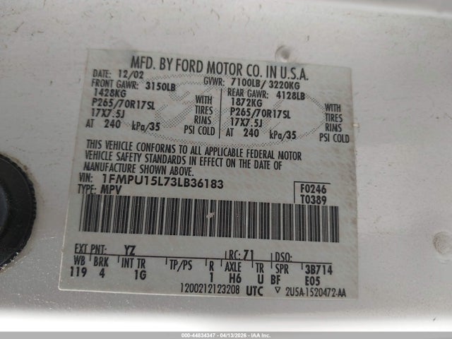 2003 FORD EXPEDITION 1FMPU15L73LB36183 Photo 8