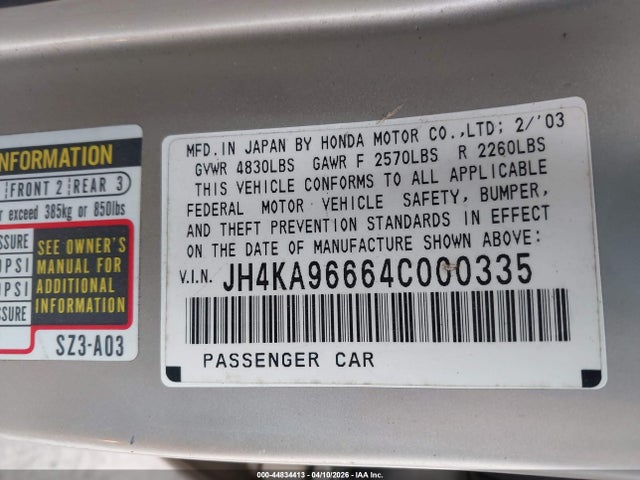 Продаж на аукціоні авто 2004 Acura Rl 3.5, vin: JH4KA96664C000335, номер лоту: 44834413