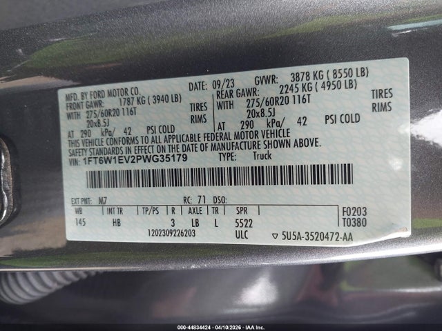 1FT6W1EV2PWG35179 Ford F-150 Lightning Lariat