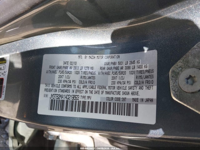 Продаж на аукціоні авто 2010 Mazda Cx-9 Grand Touring, vin: JM3TB2MA1A0219693, номер лоту: 44834431