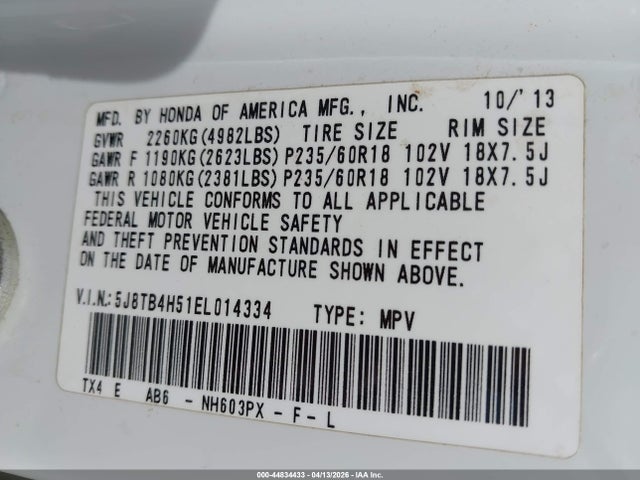 Продажа на аукционе авто 2014 Acura Rdx, vin: 5J8TB4H51EL014334, номер лота: 44834433