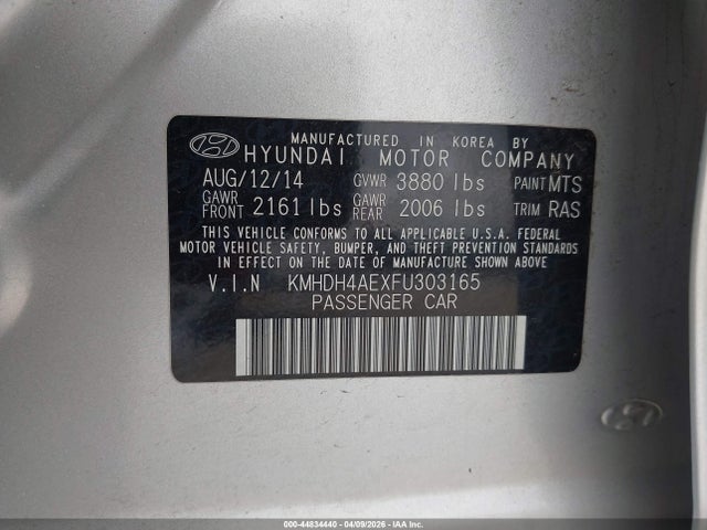 Продажа на аукционе авто 2015 Hyundai Elantra Se, vin: KMHDH4AEXFU303165, номер лота: 44834440