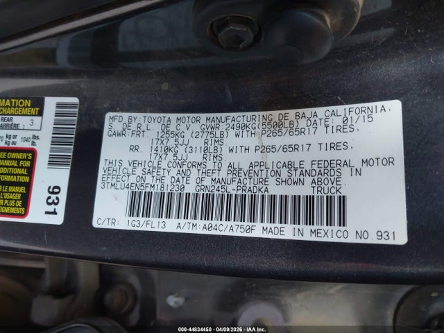 Toyota Tacoma Base V6 2015 3TMLU4EN5FM181230 Image 9