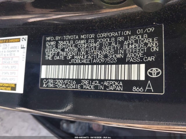 Aukcja sprzedaży 2010 Toyota Corolla Le, vin: JTDBU4EE1A9097523, numer aukcji: 44834473