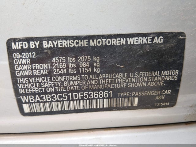 Продажа на аукционе авто 2013 Bmw 328i Xdrive, vin: WBA3B3C51DF536861, номер лота: 44834489
