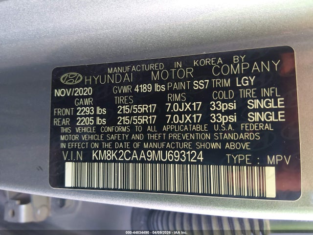 2021 HYUNDAI KONA KM8K2CAA9MU693124 Photo 8