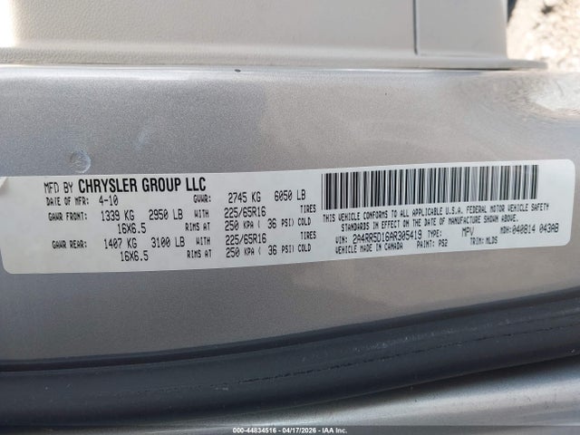 Aukcja sprzedaży 2010 Chrysler Town & Country Touring, vin: 2A4RR5D16AR305419, numer aukcji: 44834516