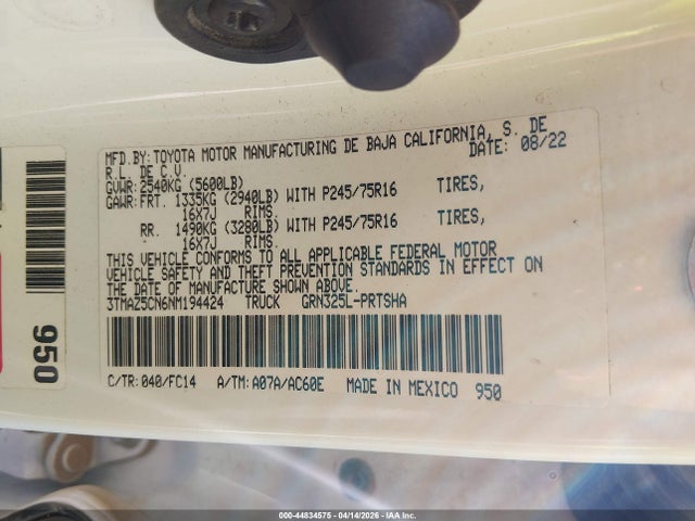 3TMAZ5CN6NM194424 Toyota Tacoma Sr5 V6