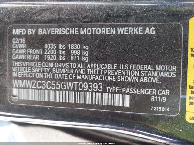 2016 Mini Countryman Cooper S მანქანა იყიდება აუქციონზე, vin: WMWZC3C55GWT09393, აუქციონის ნომერი: 44834615