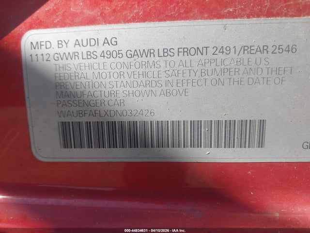 2013 AUDI A4 WAUBFAFLXDN032426 Photo 8