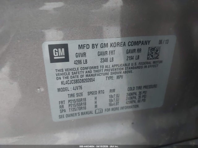 Продаж на аукціоні авто 2013 Buick Encore Leather, vin: KL4CJCSB5DB202654, номер лоту: 44834654