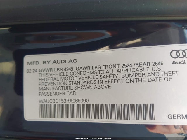Aukcja sprzedaży 2024 Audi A5 Sportback Premium Plus 40 Tfsi Quattro S Tronic, vin: WAUCBCF53RA069300, numer aukcji: 44834692