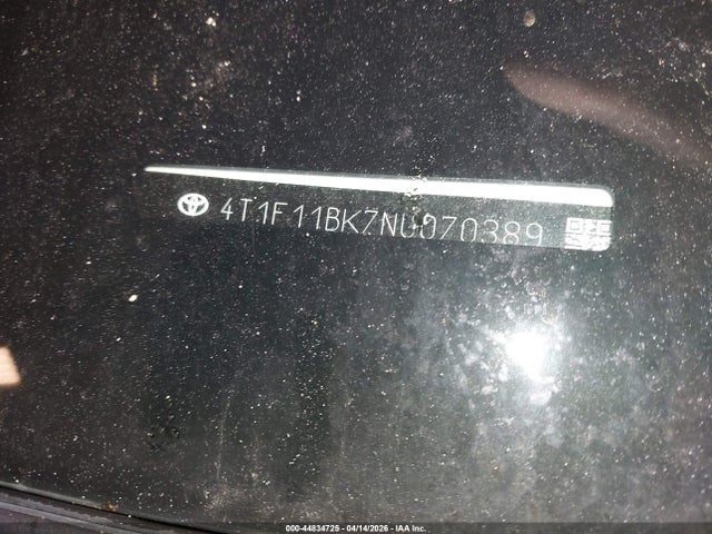 2022 Toyota Camry Xle Awd მანქანა იყიდება აუქციონზე, vin: 4T1F11BK7NU070389, აუქციონის ნომერი: 44834725