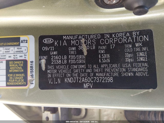 Aukcja sprzedaży 2012 Kia Soul +, vin: KNDJT2A60C7372198, numer aukcji: 44834744