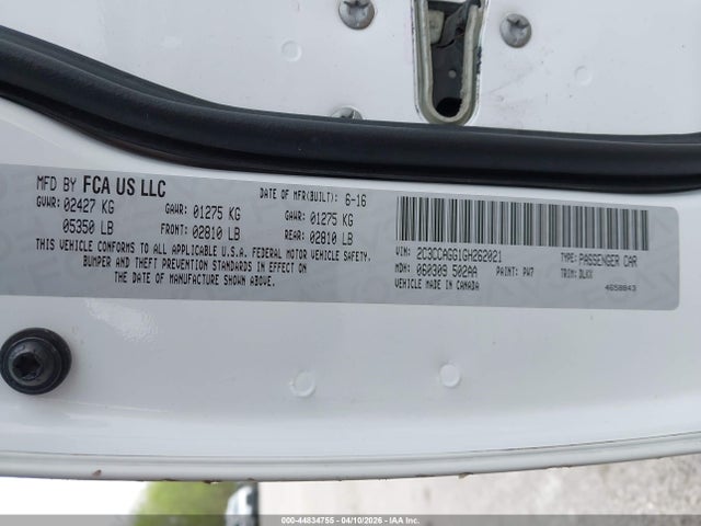Продажа на аукционе авто 2016 Chrysler 300 300s Alloy Edition, vin: 2C3CCAGG1GH262021, номер лота: 44834755